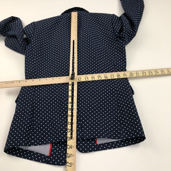 J.Crew REGENT Blazer 4 100% Linen Polka Dot Button Business Blazer Jacket blue - Picture 15 of 16